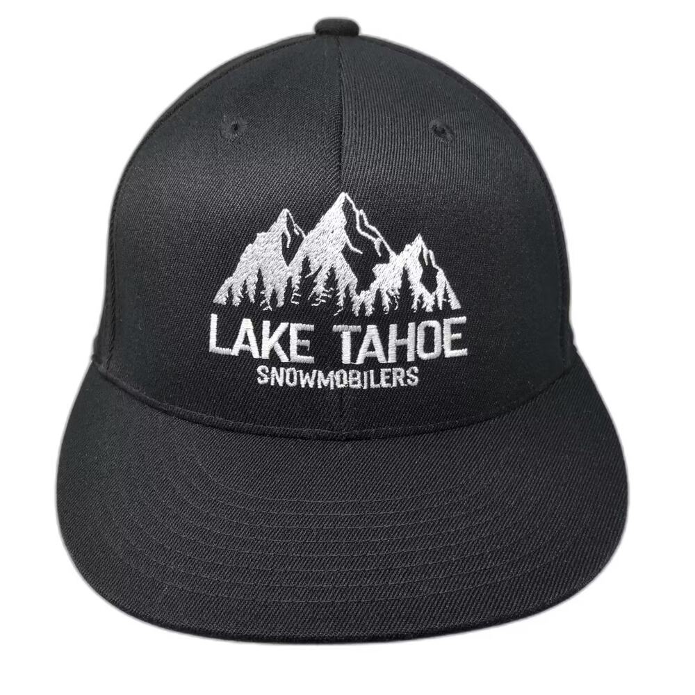 210 Fitted Baseball Cap Black White 7 5/8 Lake Tahoe Snowmobilers Mountain Hat